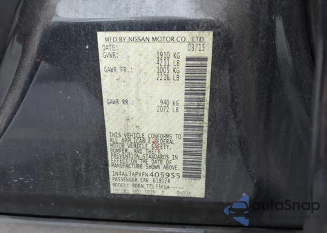 2015 Nissan Altima 2.5 Sl из США, поврежденный, VIN 1N4AL3APXFN405955